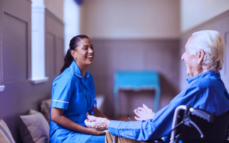 laughing and enjoying a warm conversation